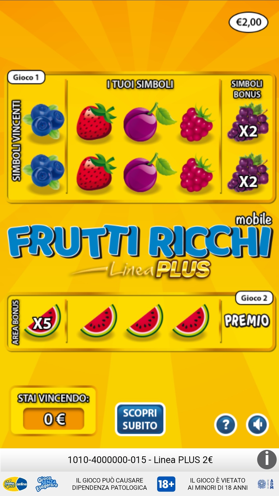 Frutti Ricchi 2€ Linea Plus mobile