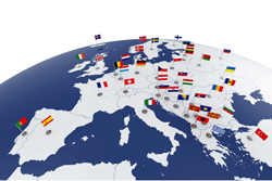 mappa europa con bandiere